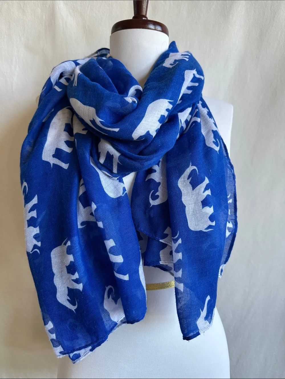 Blue and white elephant print scarf/shawl/wrap